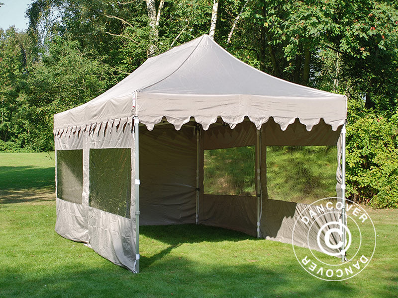 Saliekamā nojume FleXtents PRO Steel "Morocco" 3x6m Latte, ar 6 sānu sienām