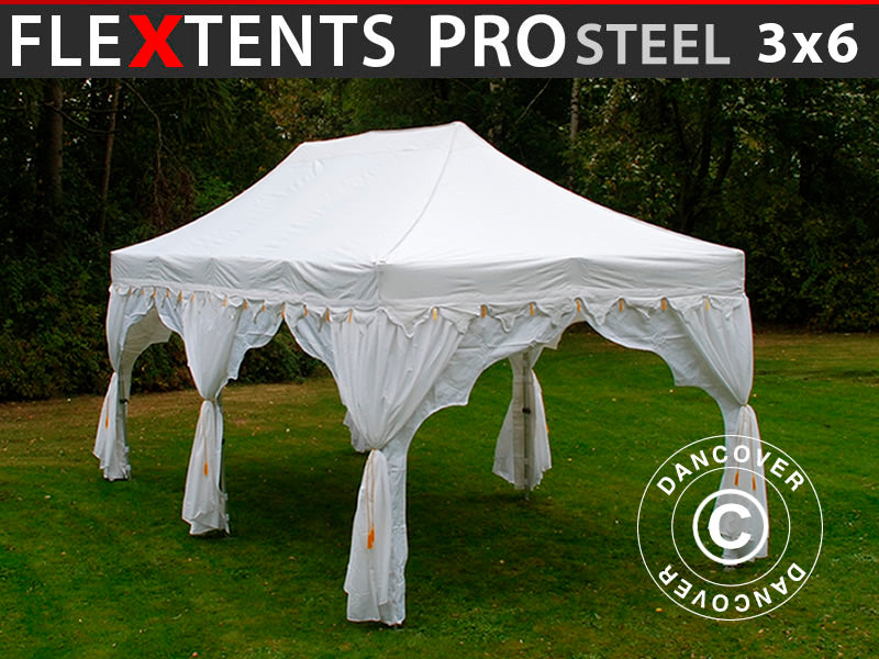 Pop up gazebo FleXtents PRO Steel "Raj" 3x6 m White/Gold