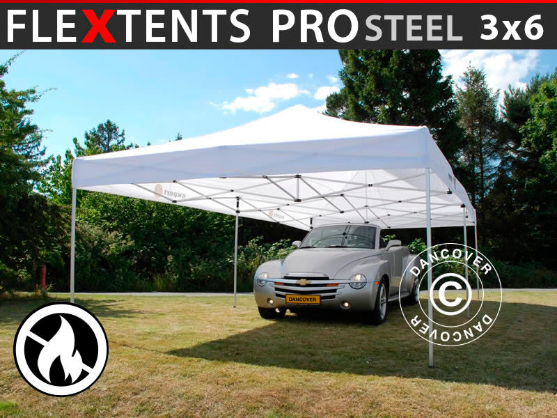 Pikateltta FleXtents PRO Steel 3x6m Valkoinen, Tulenkestävä