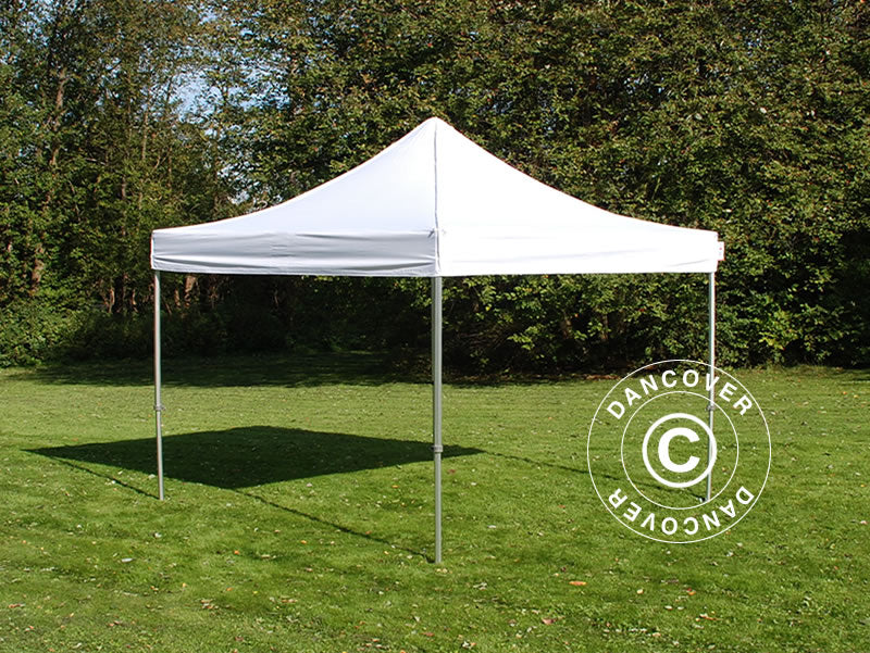 Faltzelt FleXtents PRO Steel 4x4m Weiß, Flammenhemmend, mit 4 Seitenwänden