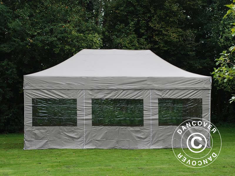 Faltzelt FleXtents PRO Steel 4x6m Latte, mit 8 Seitenwänden