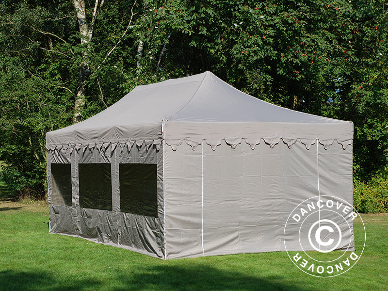 Pop up gazebo FleXtents PRO Steel "Morocco" 4x6 m Latte, incl. 8 sidewalls