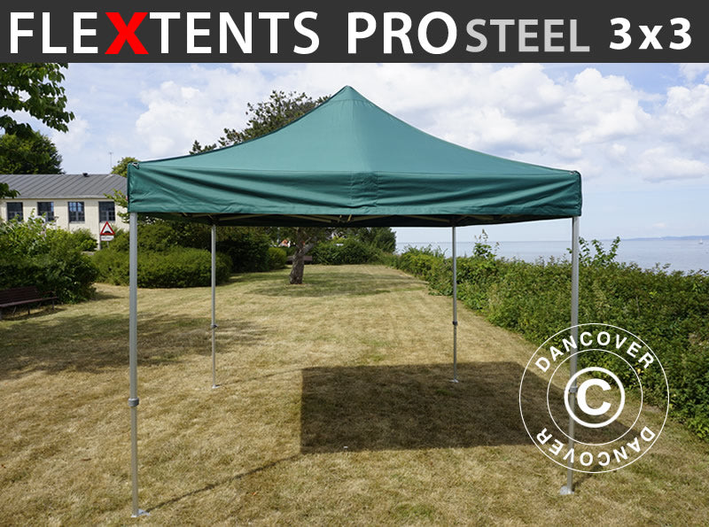 Saliekamā nojume FleXtents PRO Steel 3x3m Zaļš