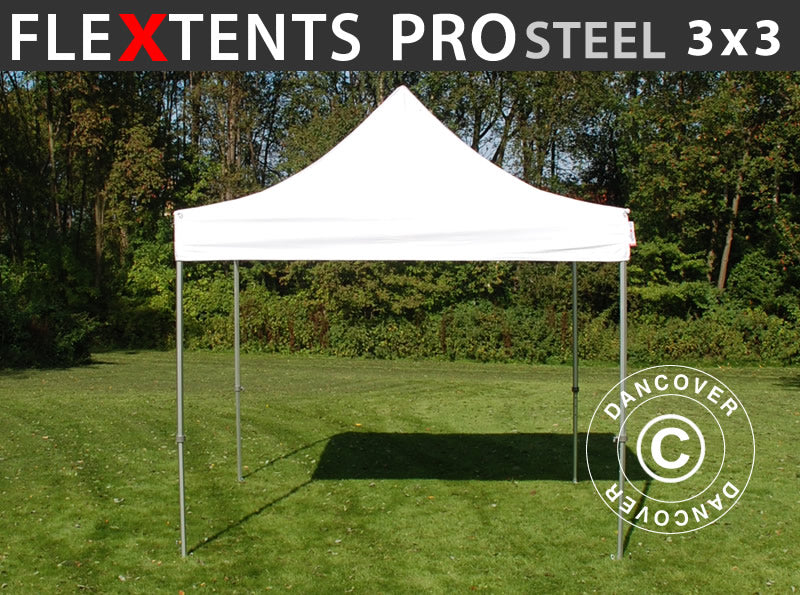 Faltzelt FleXtents PRO Steel 3x3m Weiß – Bei Dancover kaufen