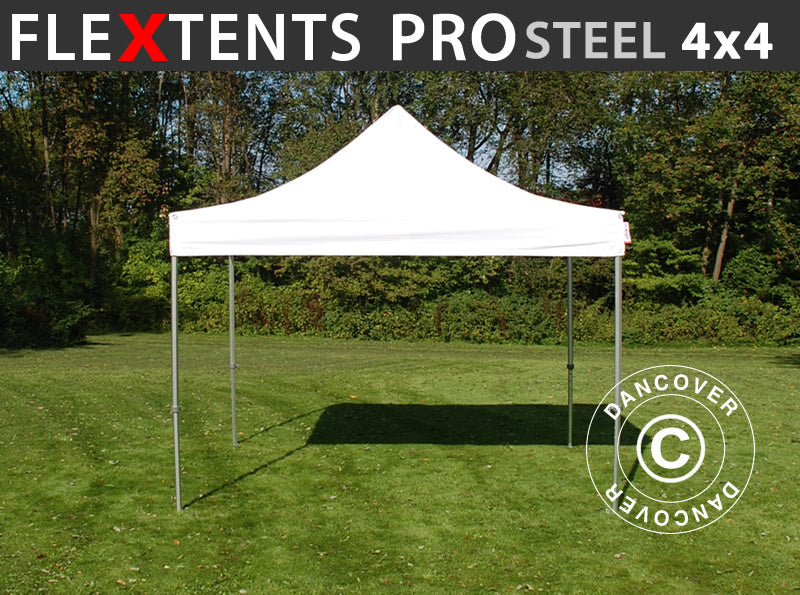 Saliekamā nojume FleXtents PRO Steel 4x4m Balts