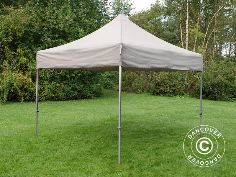 Gazebo pieghevole FleXtents PRO Steel 3x3m Latte, incl. 4 tendaggi decorativi