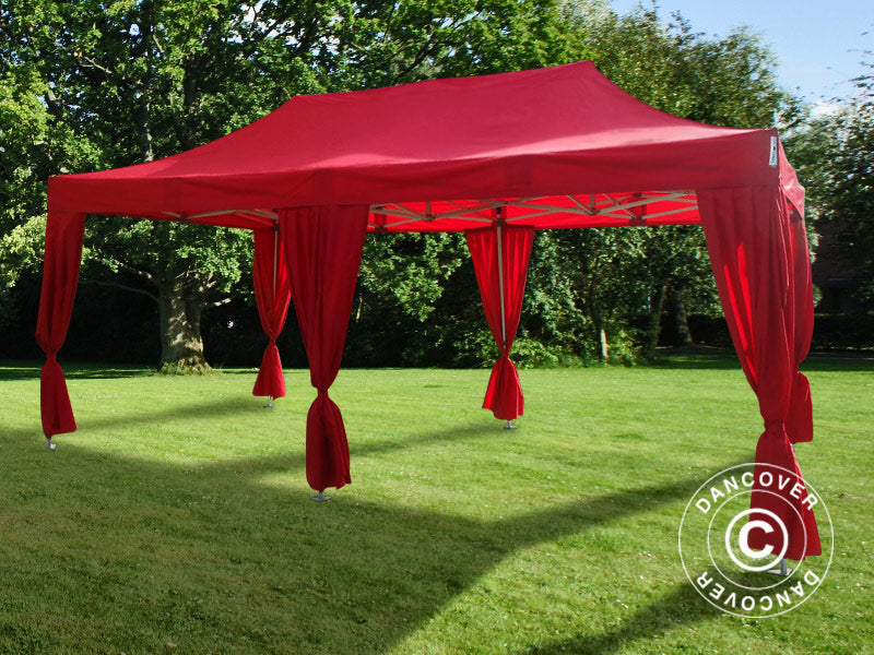 Tenda Dobrável FleXtents PRO Steel 3x6m Vermelho, incl. 6 cortinas decorativas