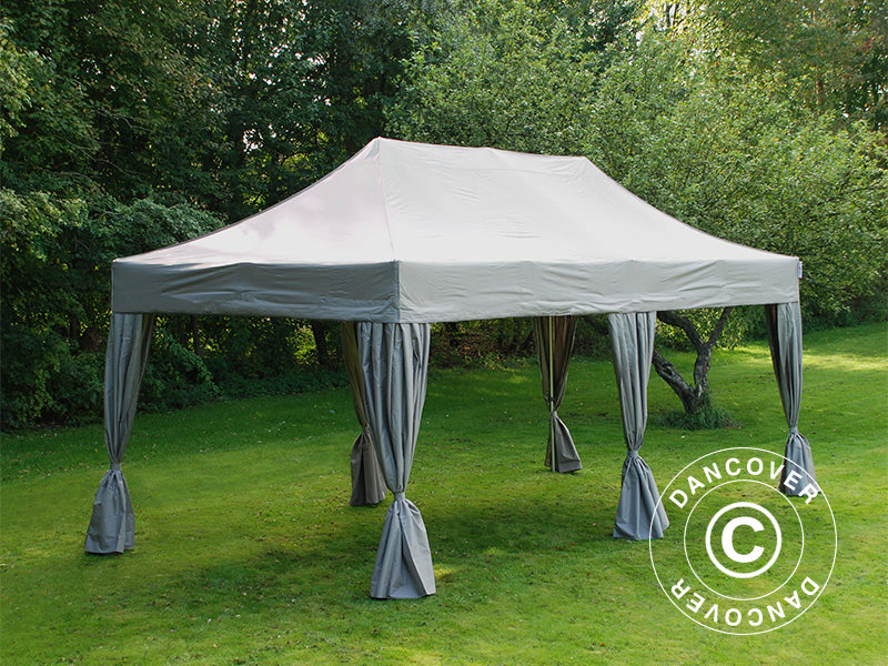 Carpa plegable FleXtents PRO Steel 3x6m Latte, incluye 6 cortinas decorativas
