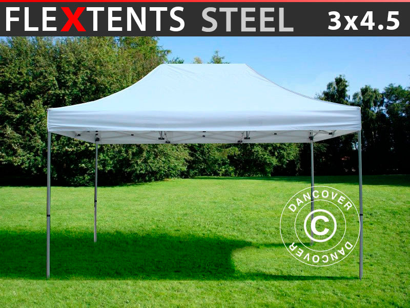 Pop up gazebo FleXtents Steel 3x4.5 m, White