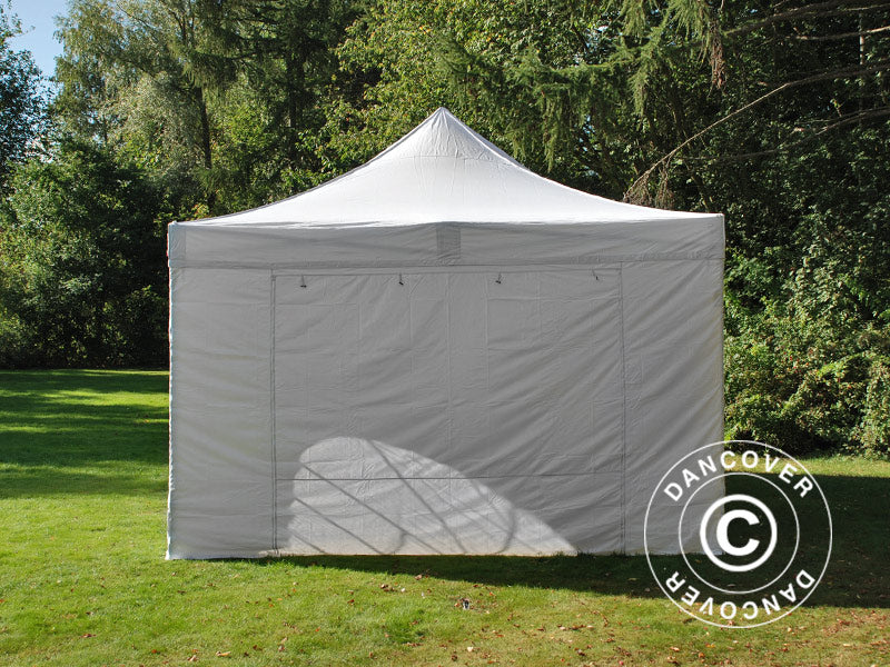 Gazebo pieghevole FleXtents Steel 3x4,5m, Bianco, inclusi 4 fianchi