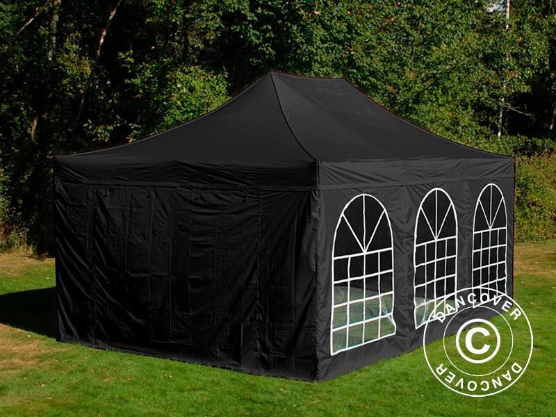 Pop up gazebo FleXtents Steel 3x4.5 m, Black, incl. 4 sidewalls