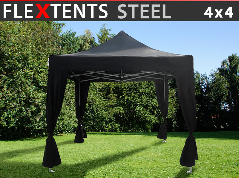 Faltzelt FleXtents Steel. Faltzelt 4x4m. Faltzelt Schwarz. Jetzt kaufen