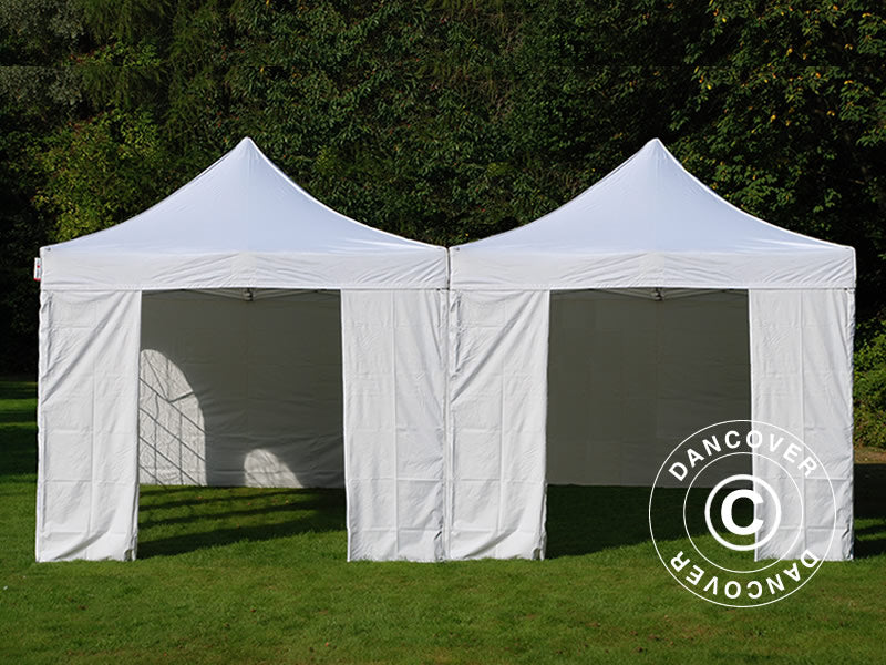 Tente pliante FleXtents Steel 6x6m Blanc, parois 8 latérales