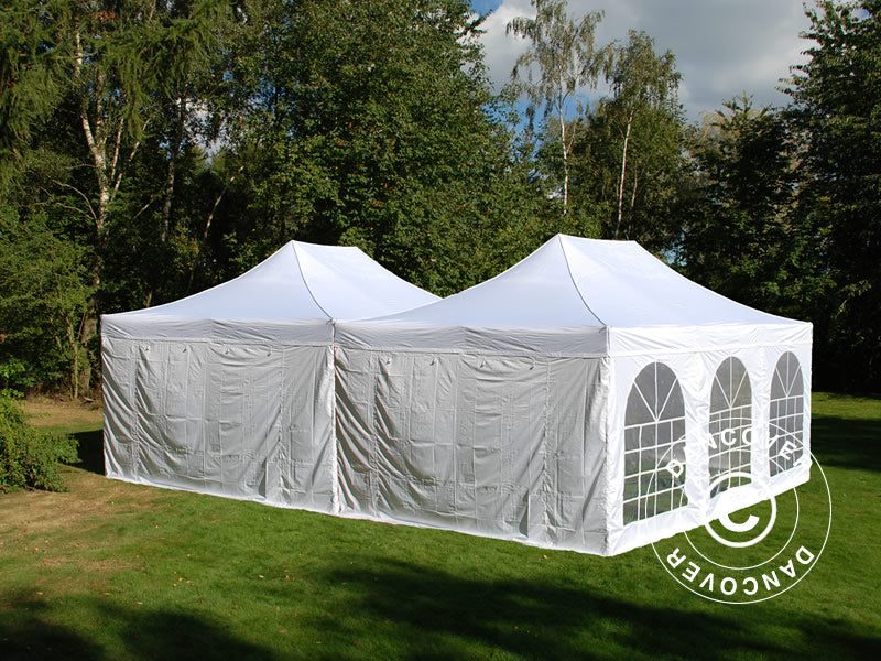 Pop up gazebo FleXtents Steel 8x6 m White, incl. 8 sidewalls