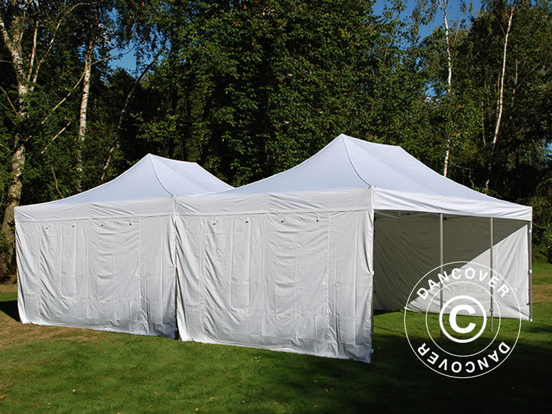 Faltzelt FleXtents Steel 8x6m Weiß, inkl. 8 Seitenwände