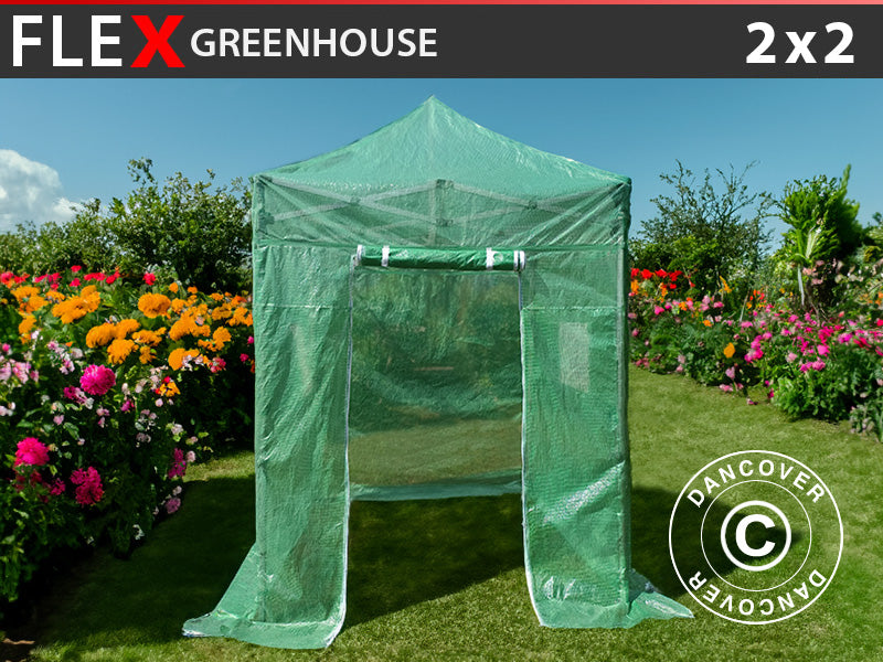 FleX Greenhouse 2x2 m, PE, Transparent/Green