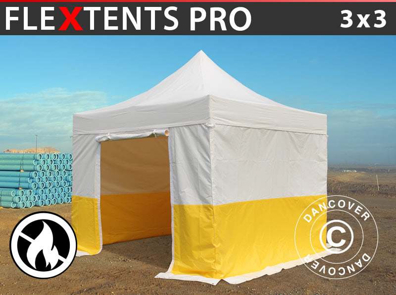 Saliekama nojume FleXtents® PRO 3x3m, PVC, Darba telts, Ugunsizturīga ar 4 sānsienām