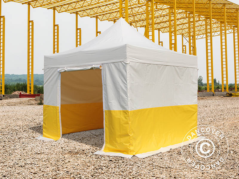 Faltzelt FleXtents® PRO 3x3m, PVC, Arbeitszelt, flammfest, inkl. 4 Seitenwände