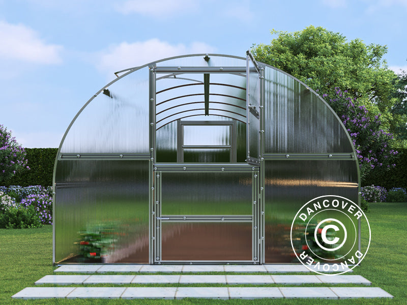 Gewächshaus Polycarbonat TITAN Arch 280, 24m², 3x8m, Silber