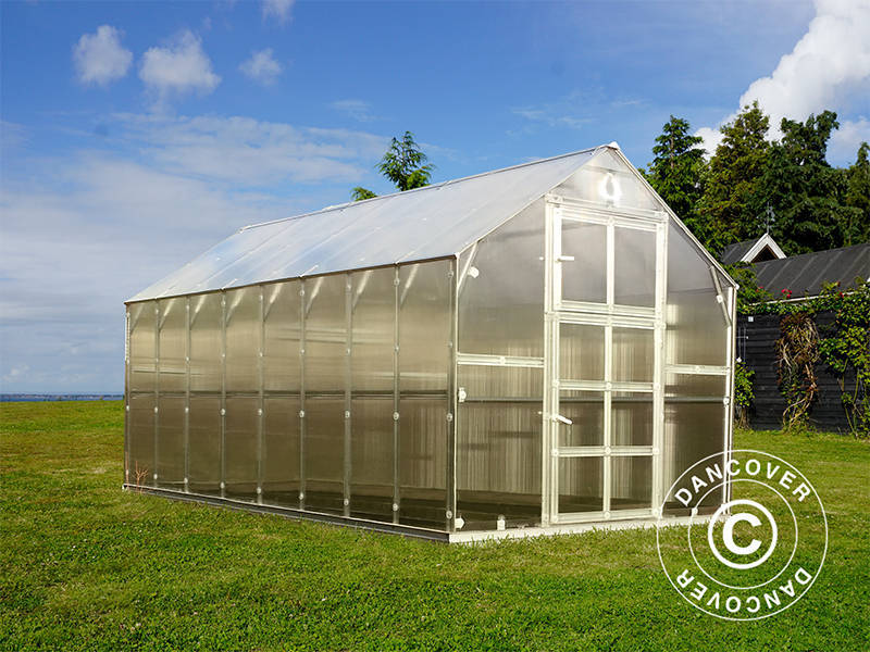 Gewächshaus Polycarbonat TITAN Classic 480, 9,7m², 2,35x4,12m, Silber