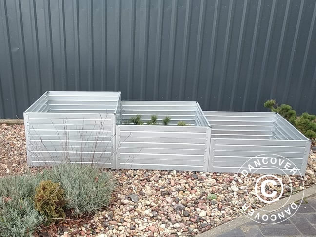 Verhoogd bloemenbed, 0,75x2,25x0,3/0,4/0,5m, Zilver