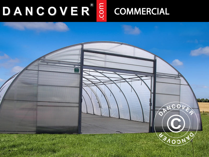Commercial greenhouse tunnel, 8.5x15x3.3 m, Transparent