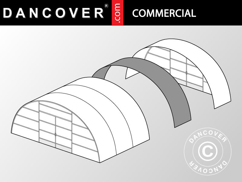 Commercial greenhouse tunnel extension, 10x1.5x3.7 m, Transparent