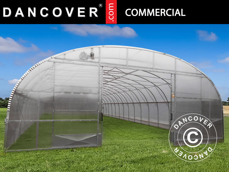 Commercial greenhouse tunnel, 9.7x16x3.95 m, Transparent