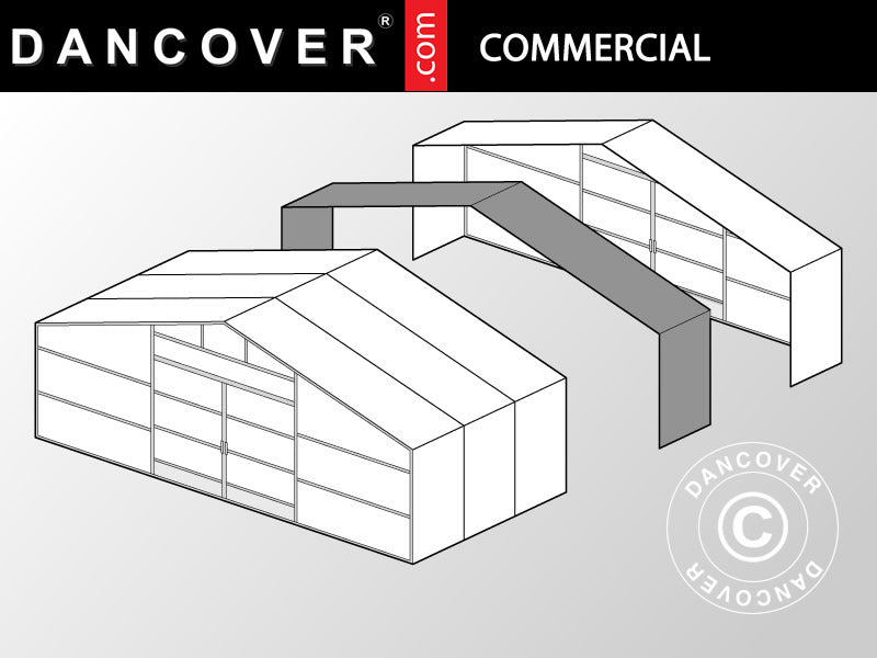 Commercial greenhouse tunnel extension, 10x2x3.95 m, Transparent