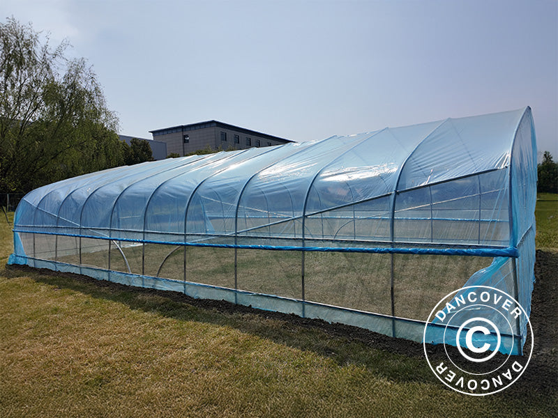 Polytunnel Greenhouse, 7.5x10x3 m, 100-micron PO Film, Transparent