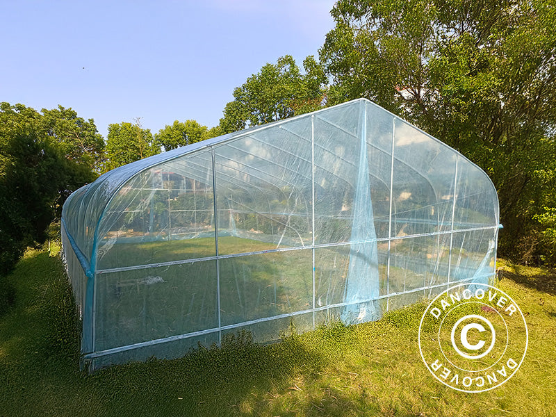 Polytunnel Greenhouse, 7.5x20x3 m, 100-micron PO Film, Transparent