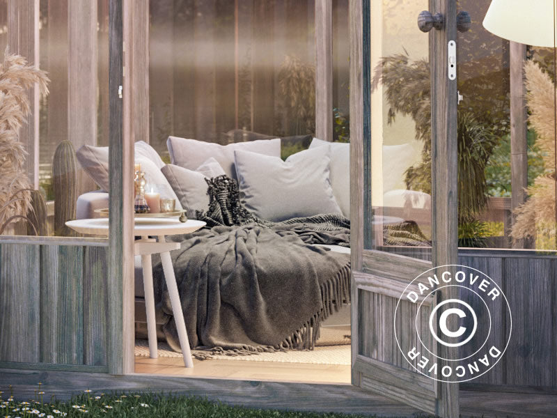 Gewächshaus/Gartenpavillon aus Holz, 2,4x2,44x2,83m, 5,4m², Grau