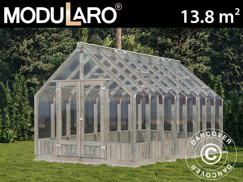 Gewächshaus/Gartenpavillon aus Holz, 3x4,83x2,88m, 13,8m², Grau