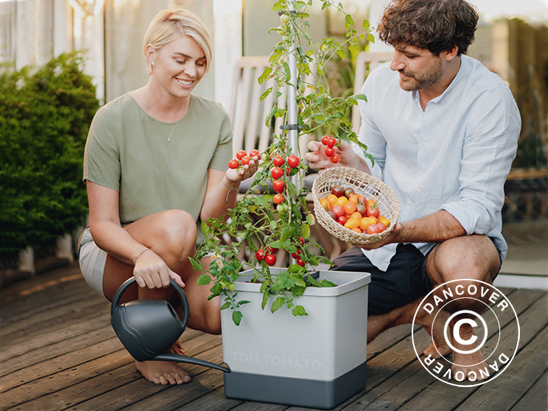 Pflanzgefäß, TOM TOMATO, mit Rankhilfe und Wassertank, Hellgrau