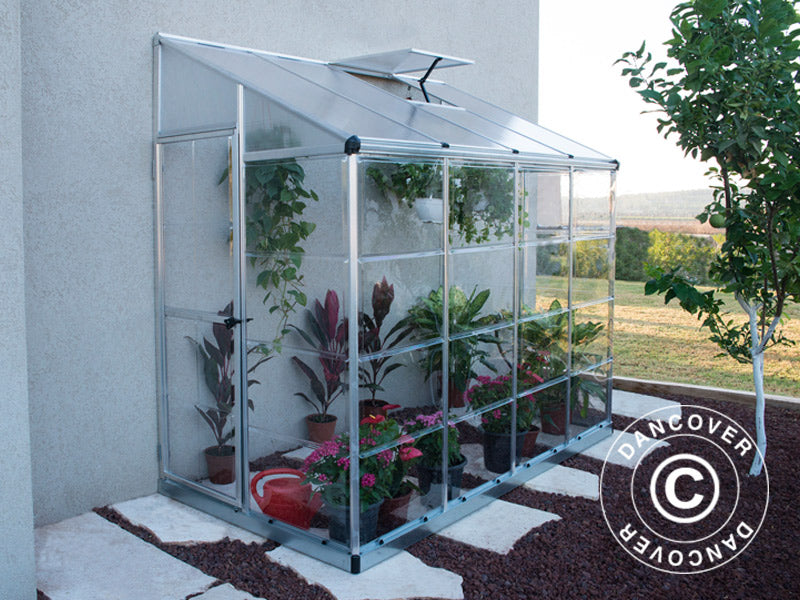 Lean-to Greenhouse Polycarbonate, 3.05 m², Palram/Canopia, 1.25x2.44x2.25 m, Silver