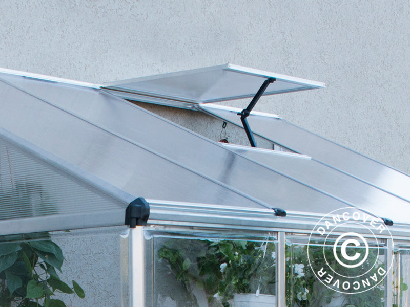 Serre adossée Polycarbonate, 3,05m², Palram/Canopia, 1,25x2,44x2,25m, Argenté