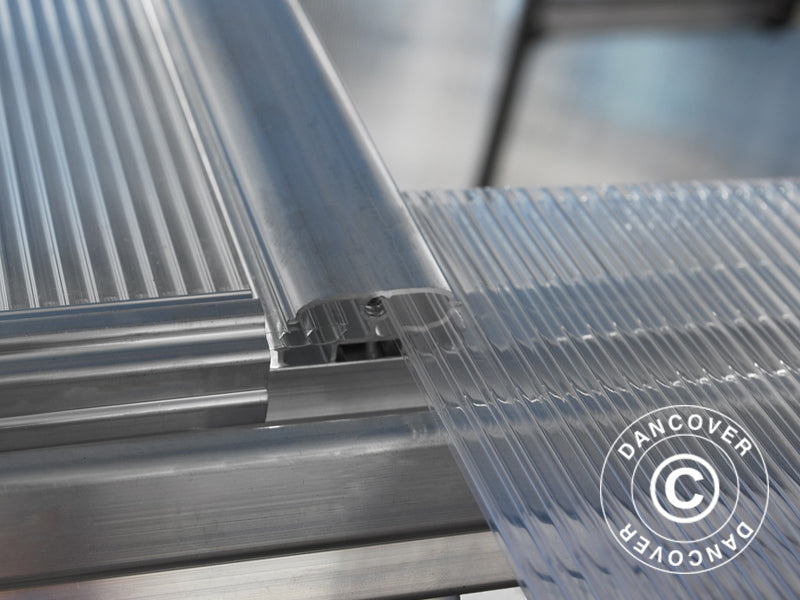 Anbaugewächshaus Polycarbonat, 3,05m², Palram/Canopia, 1,25x2,44x2,25m, Silber
