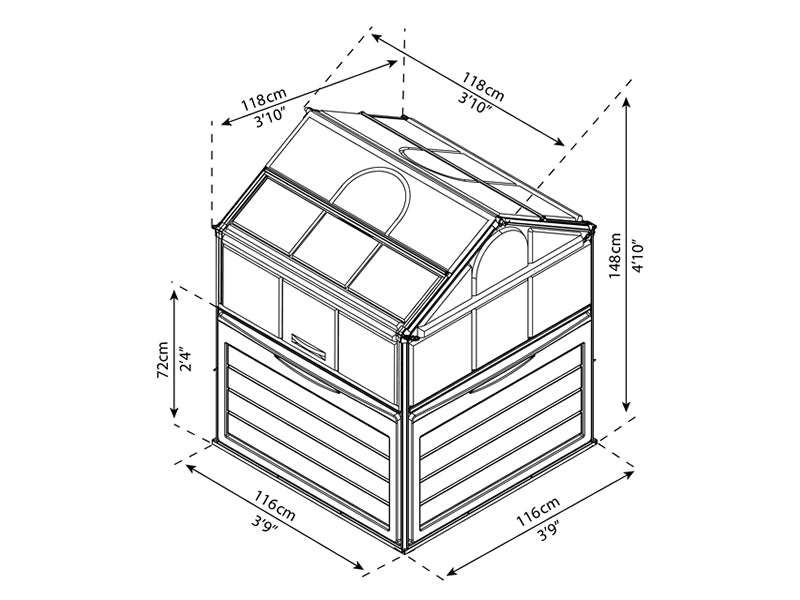 Mini-Gewächshaus PLANT INN, Palram/Canopia, 1,18x1,18x1,48m, Durchsichtig