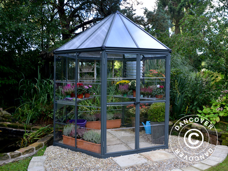 Orangery polycarbonate OASIS, Hexagonal 3.91 m², Palram/Canopia, 2.13x2.47x2.67 m, Anthracite
