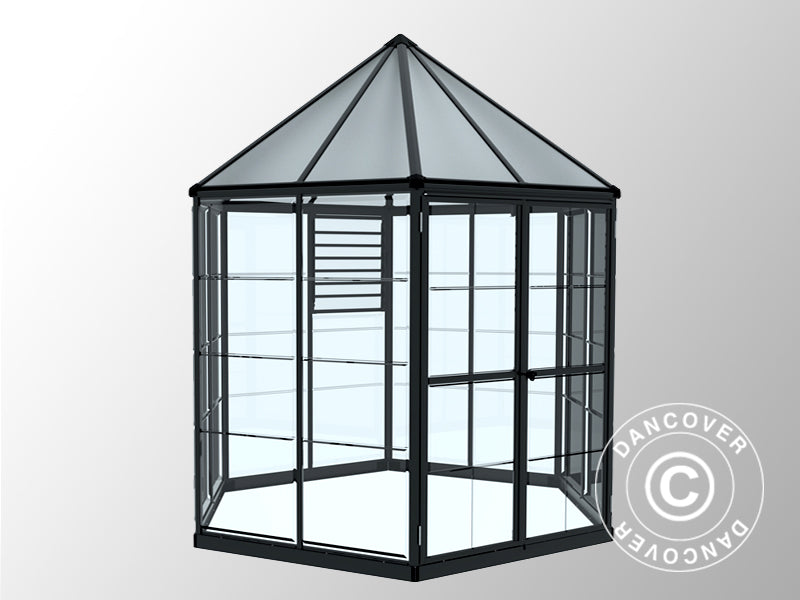 Orangerie Polycarbonat OASIS, sechskantig 3,91m², Palram/Canopia, 2,13x2,47x2,67m, Anthrazit