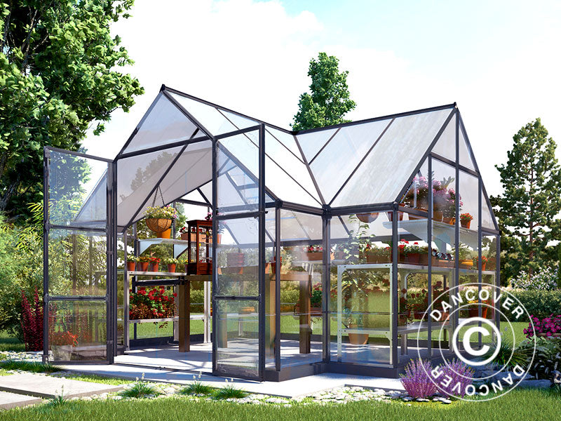 Oranjerie polycarbonaat VICTORY, 10,41m², Palram/Canopia, 3,66x3,05x2,69m, Grijs