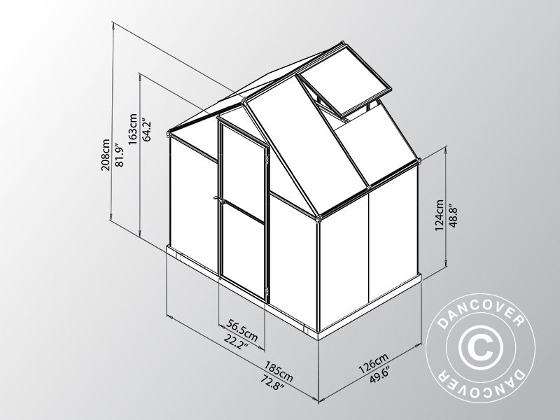 Serre en polycarbonate 2,3m², Palram/Canopia, 1,85x1,26x2,08m, Argent
