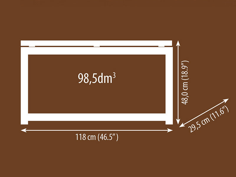 Bank mit Holzlager, 29,5x118x48cm, Schwarz/Holz