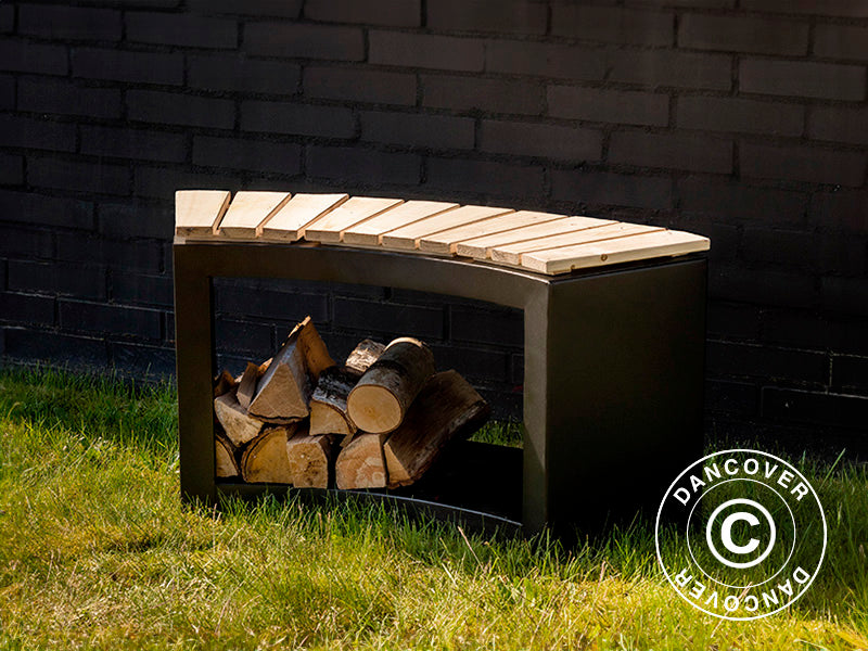 Puude ladustamiskohaga kaarjas pink, 37,8x90,2x48cm, Must/Puit