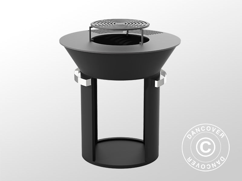 Vuurschaal met houtopslag, Ø93x98cm, Zwart