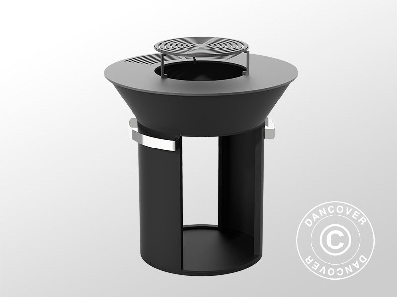 Ugniakuras su malkų laikymo vieta, Ø93x98cm, Juoda