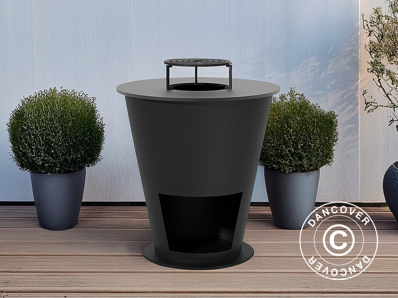 Bol à feu avec rangement pour bois, Ø74,5x80cm, Noir