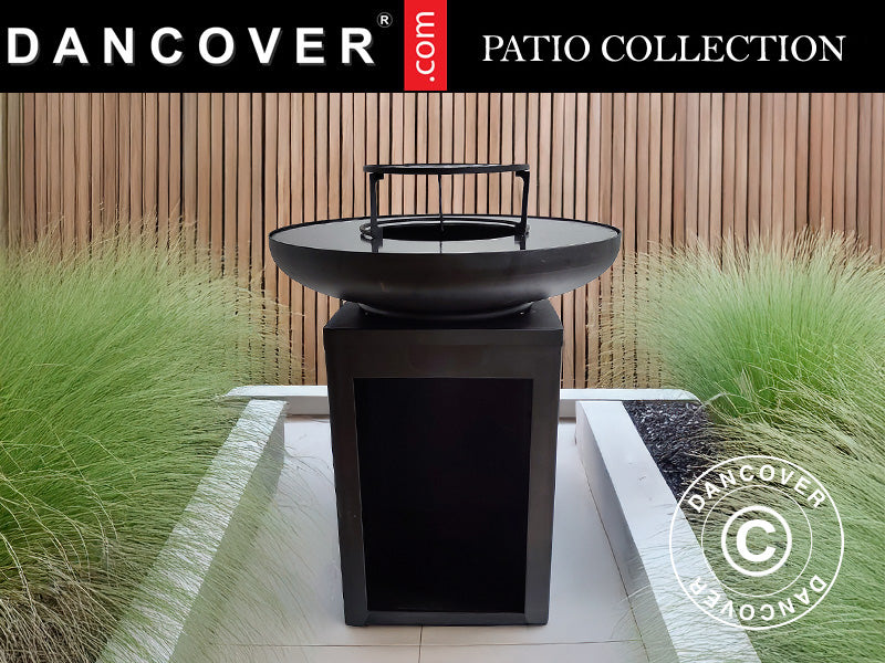 Braciere con vano porta legna, Ø60x73cm, Nero