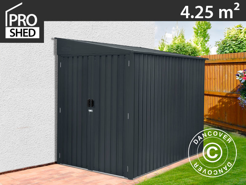 Abri De Jardin Métallique YODOLLA 2 M² - Cabane Extérieure Stockage Vélos & Outils, 2 Portes Coulissantes, Gris