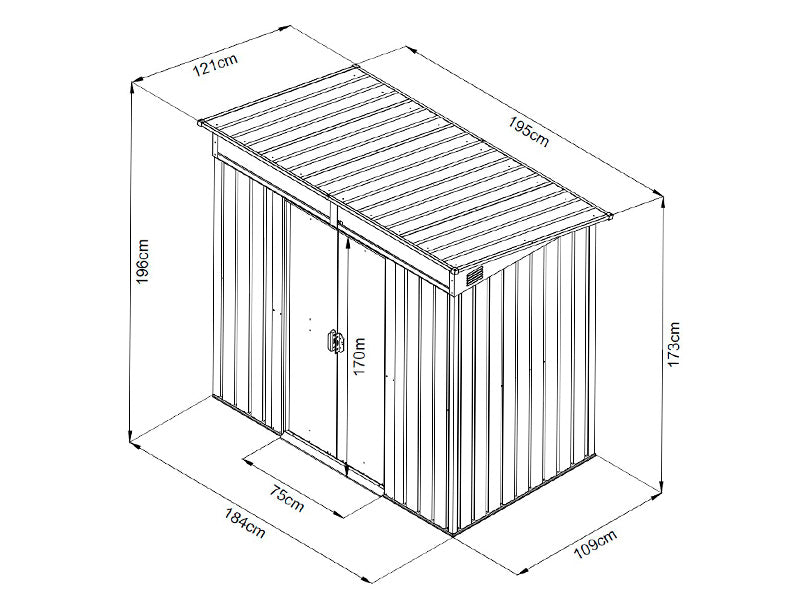 Dārza šķūnis ar jumta logu 1,95x1,21x1,96m, 2,35m², ProShed®, Antracīts/Balts